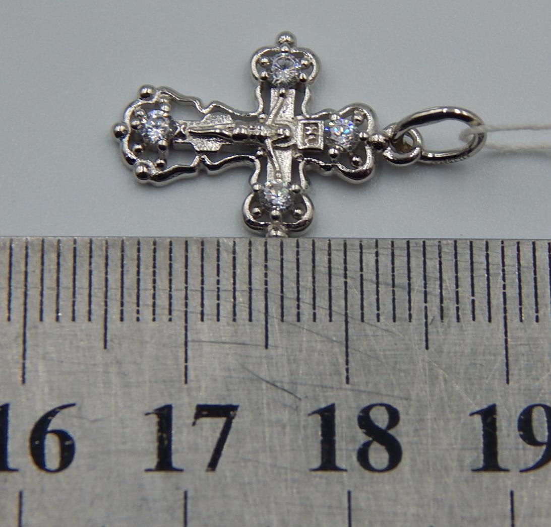 Срібний підвіс-хрест з цирконієм (33275989) 2