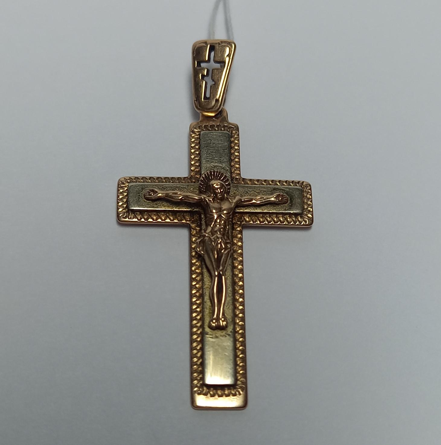 Підвіс-хрест з червоного та білого золота (33960794) 0