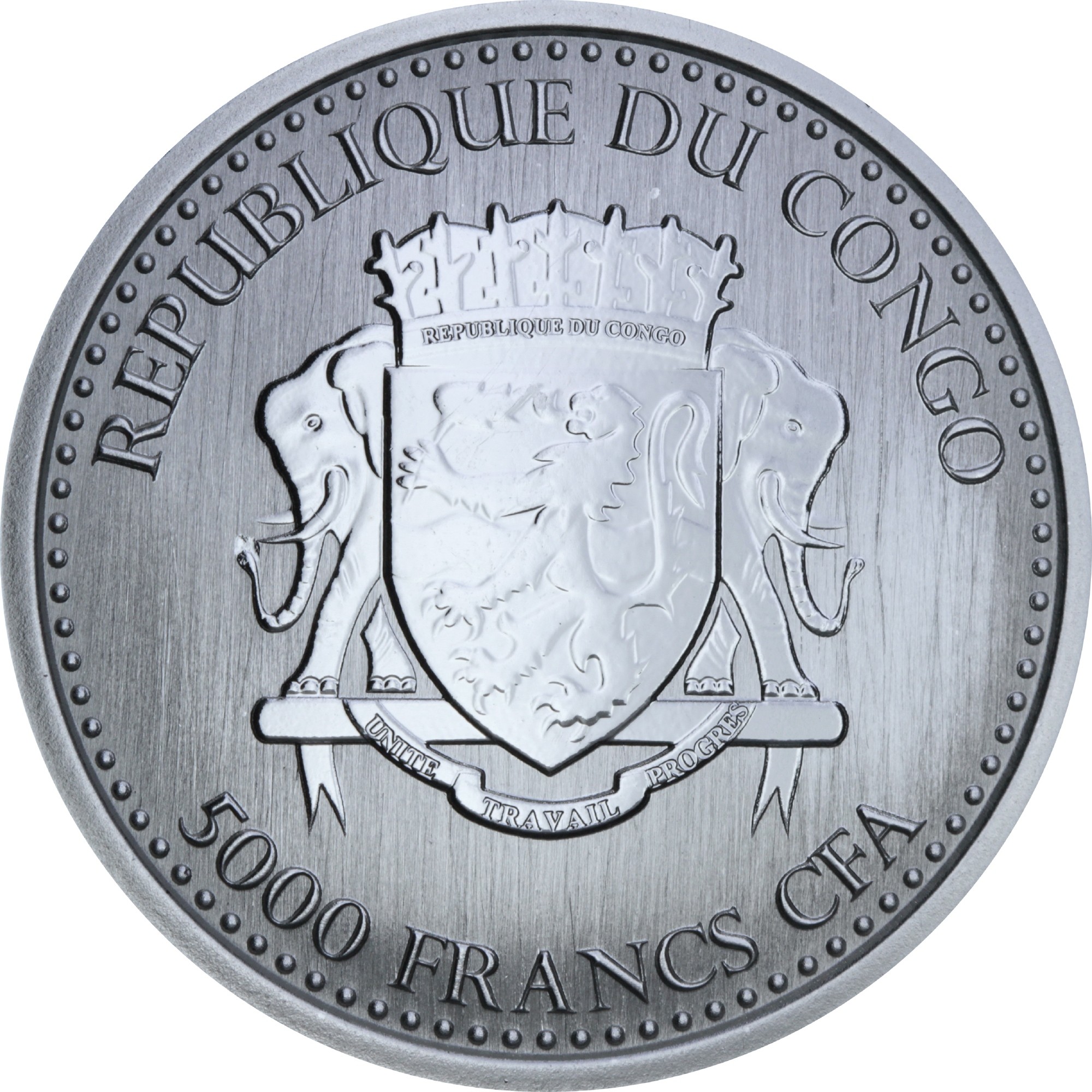 Серебряная монета 1oz Сильвербэк Горилла 5000 франков КФА 2017 Конго (29127401) 3