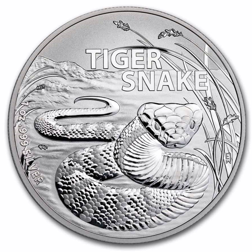 Срібна монета 1oz Тигрова Змія 1 долар 2024 Австралія (33075205) 2