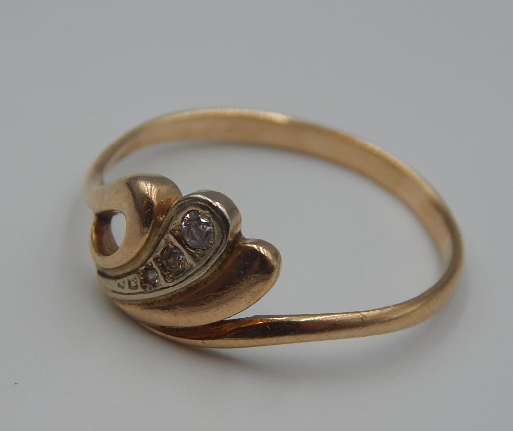 Кольцо из красного и белого золота с цирконием (33747465) 2