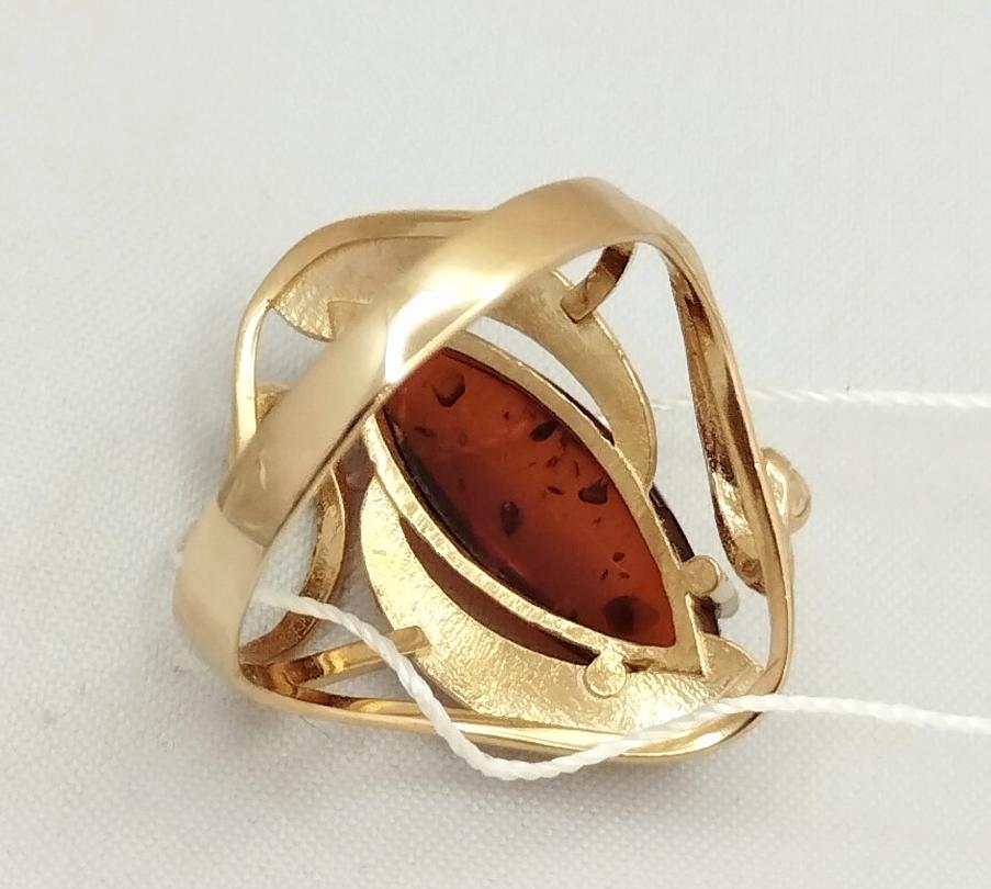Кольцо из красного золота с янтарем (32631916)  2