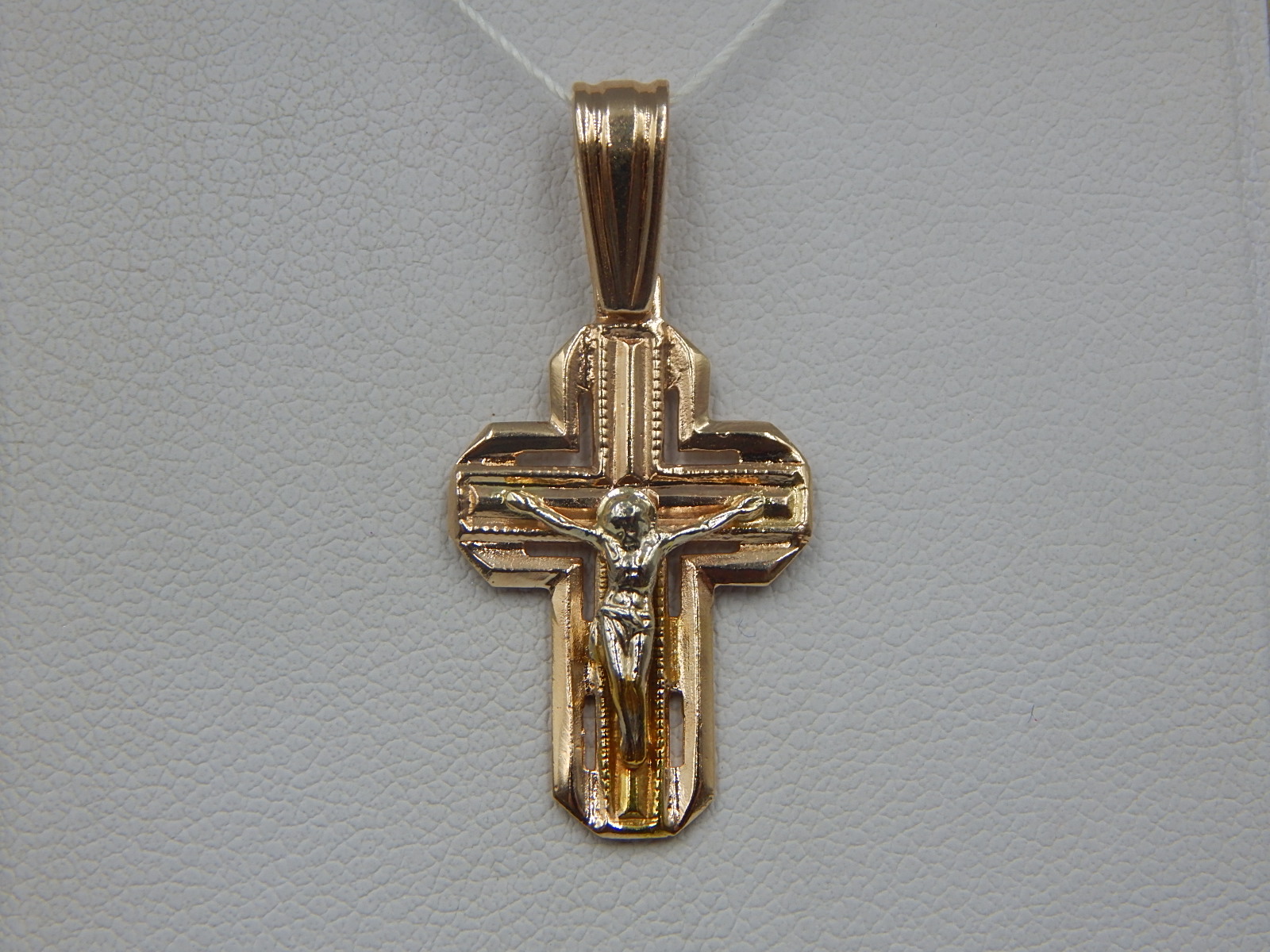 Підвіс-хрест з червоного та білого золота (33758780) 1