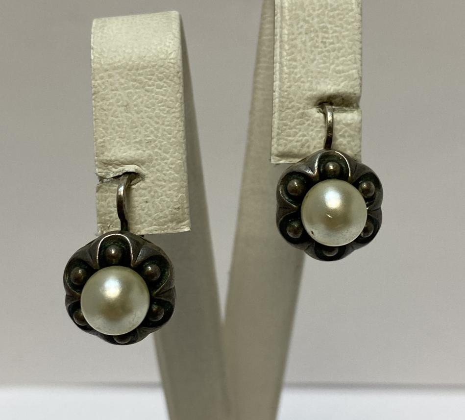 Срібні сережки з перлами (33834450) 0