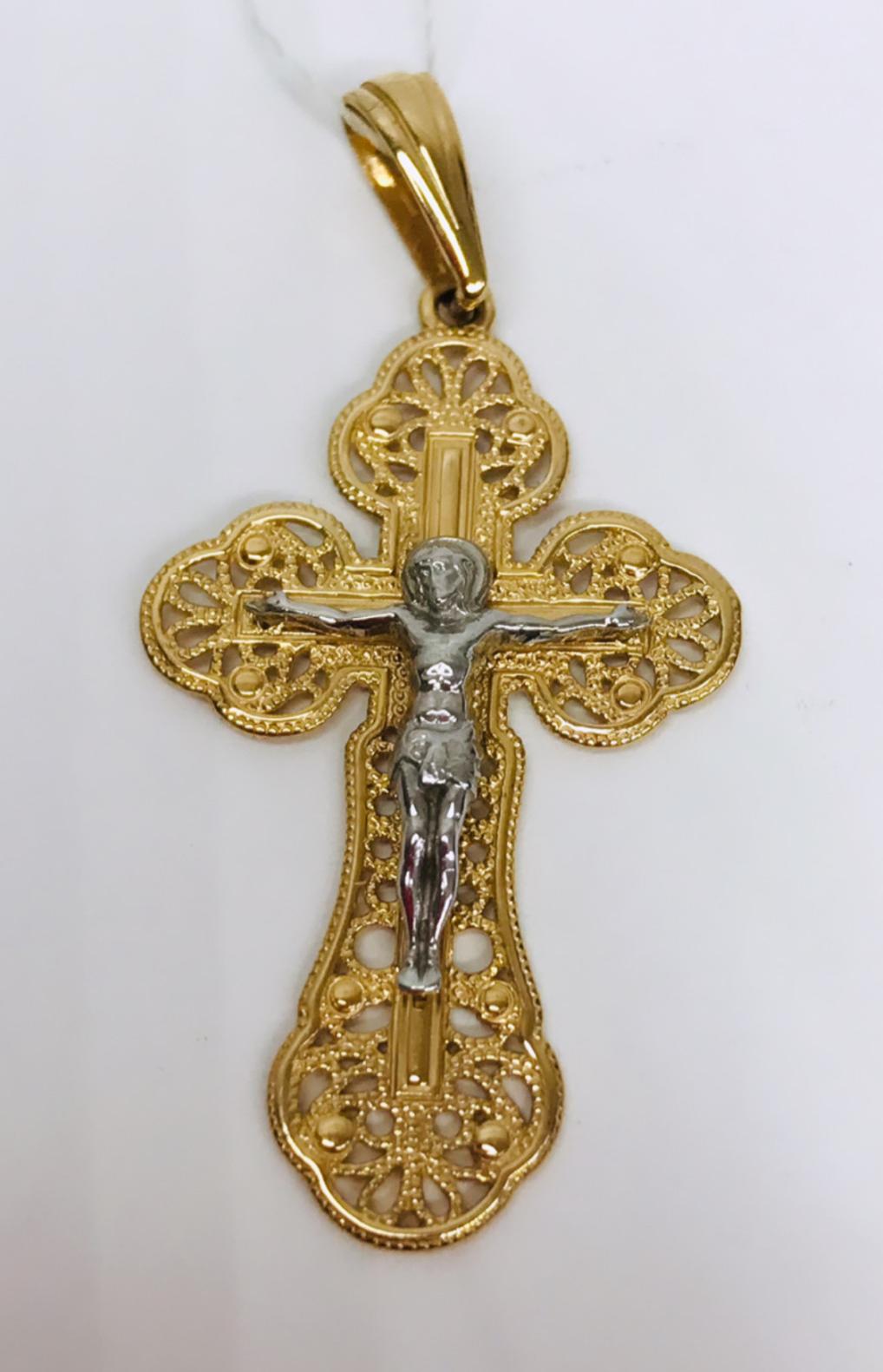 Підвіс-хрест із червоного та білого золота (30730261) 0