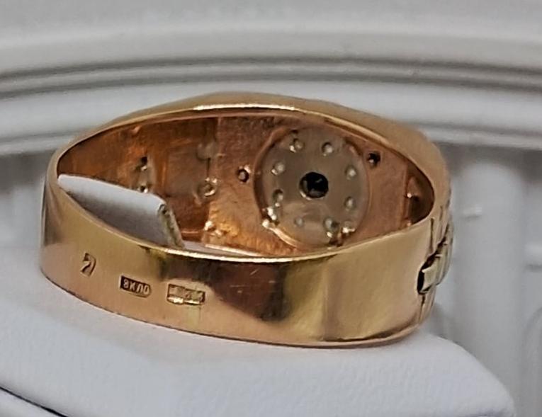 Перстень из красного и белого золота с цирконием (32488301)  3