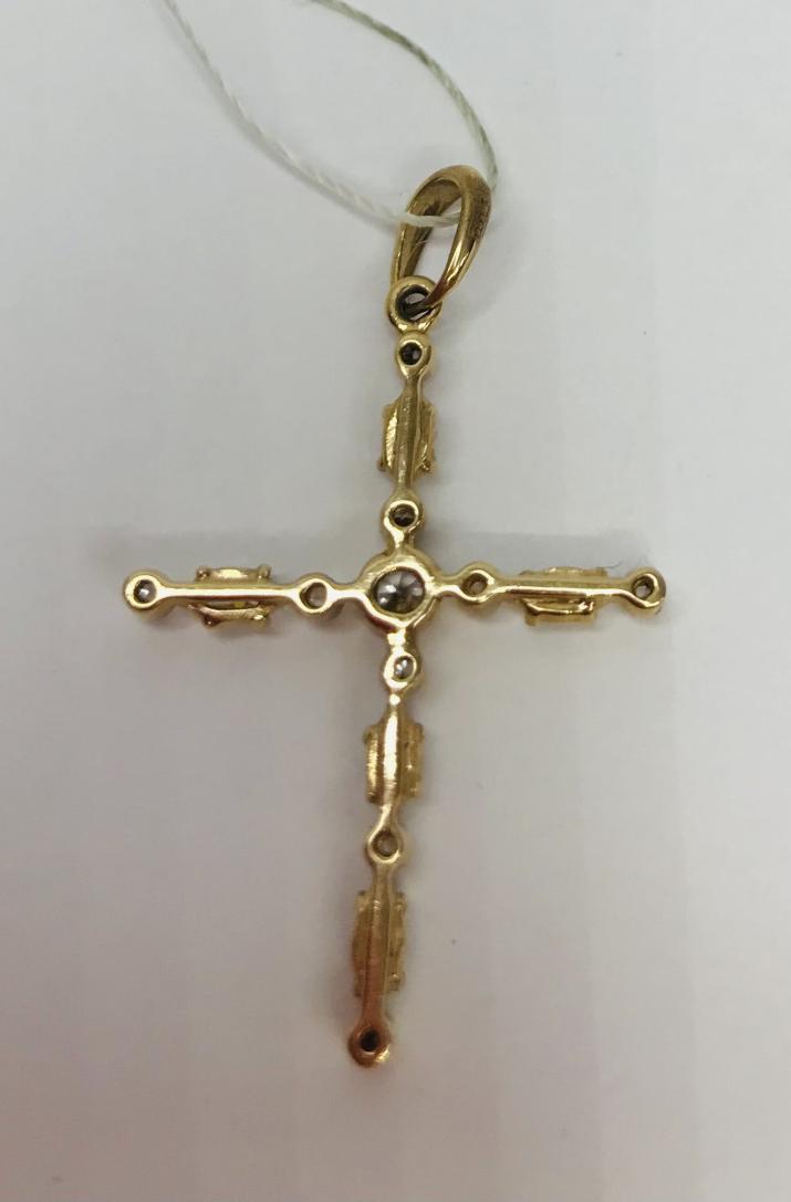 Подвес-крест из красного золота с цирконием (29292313) 1