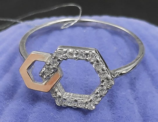 Серебряное кольцо с позолотой и цирконием (31295233) 0