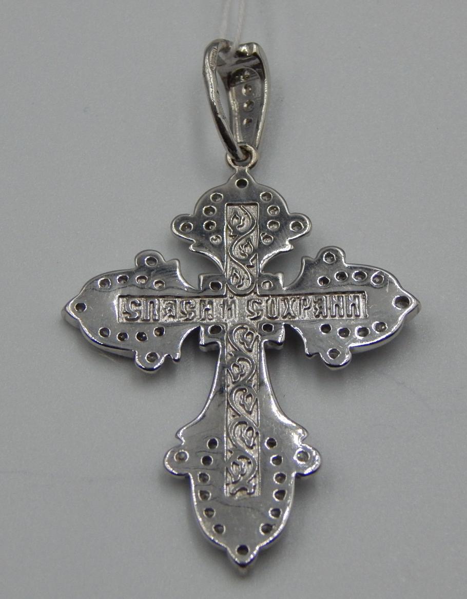 Срібний підвіс-хрест з емаллю та цирконієм (31650278) 1