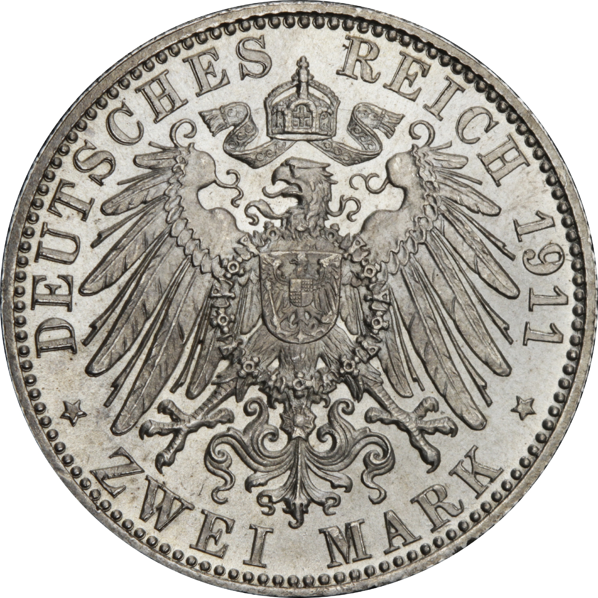 Серебряная монета 90 лет со дня рождения Луитпольда Баварского 2 марки 1911 Бавария Германская империя (29128269) 3