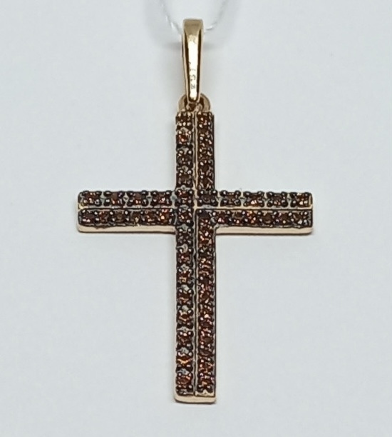 Підвіс-хрест із червоного золота з цирконієм (29459311) 0