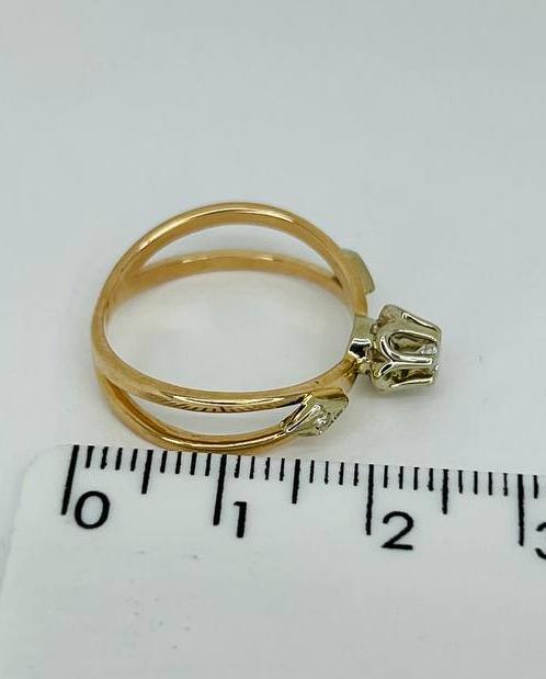 Кольцо из красного и белого золота с бриллиантом (-ми) (32092021) 2