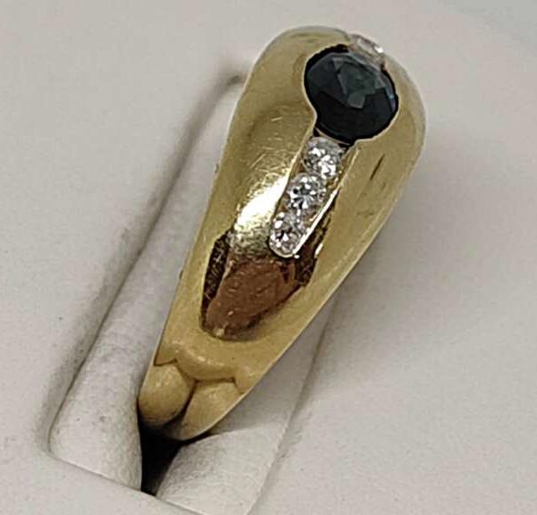 Кольцо из желтого золота с сапфиром и бриллиантом (-ми) (33219771) 1