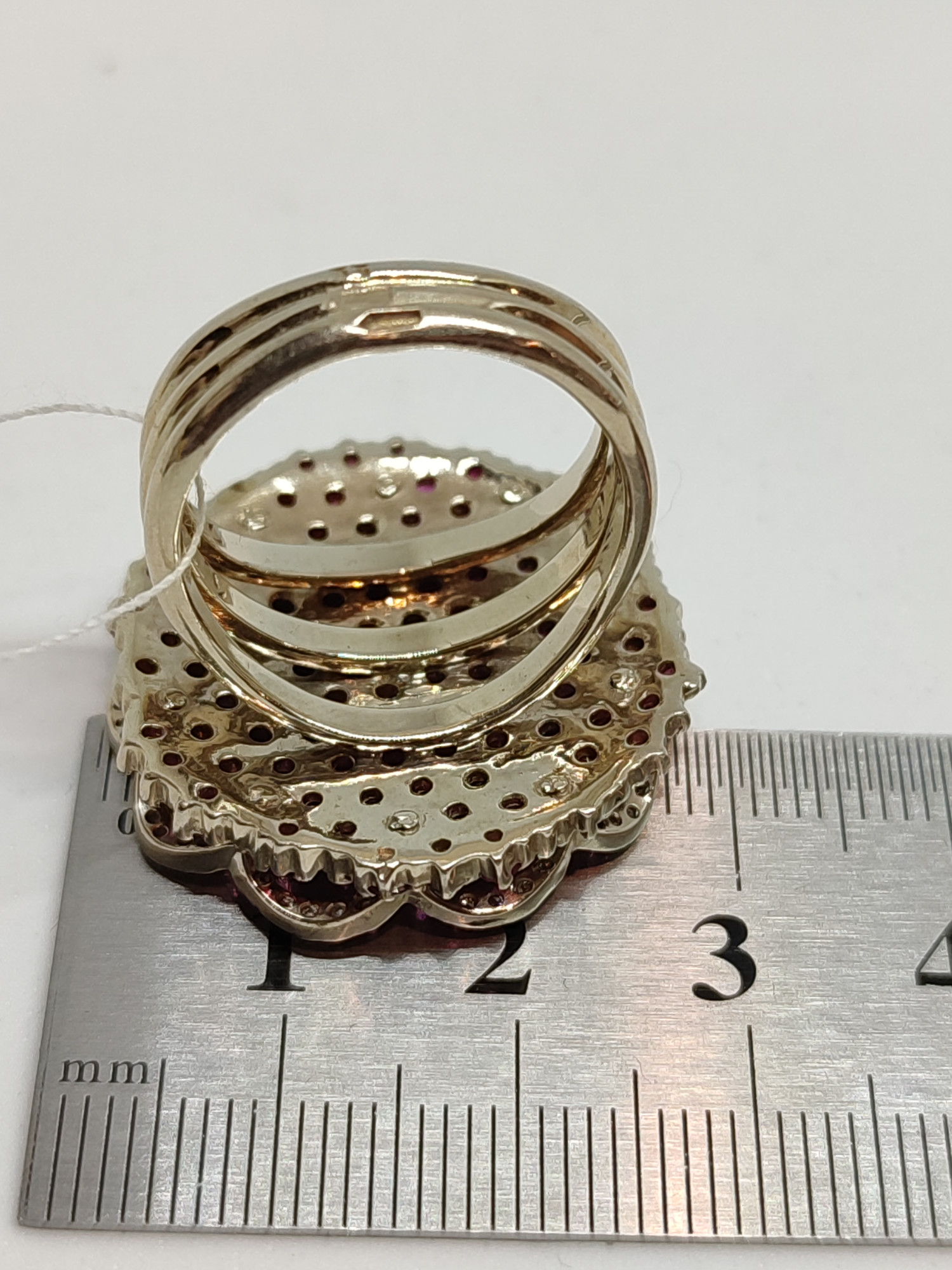 Кольцо из красного и белого золота с сапфиром и бриллиантом (-ми) (27417595) 4