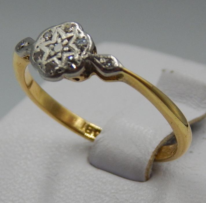 Кольцо из желтого и белого золота с бриллиантом (-ми) (32203066) 1