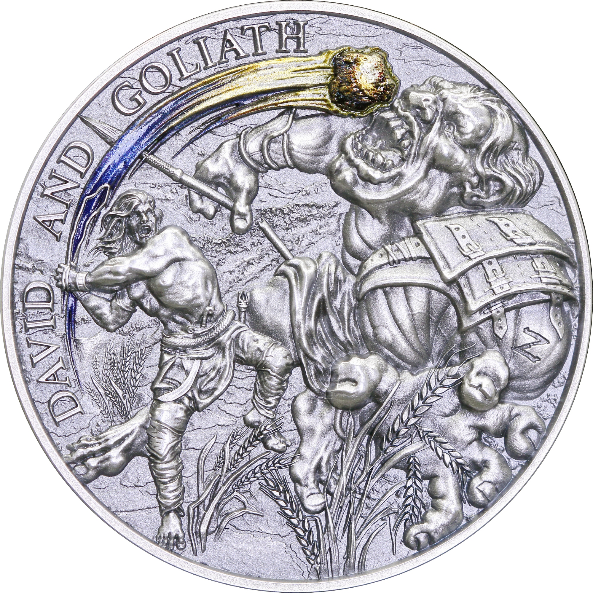 Серебряная монета 2oz Давид и Голиаф 10 седи 2022 Гана (30648269) 11