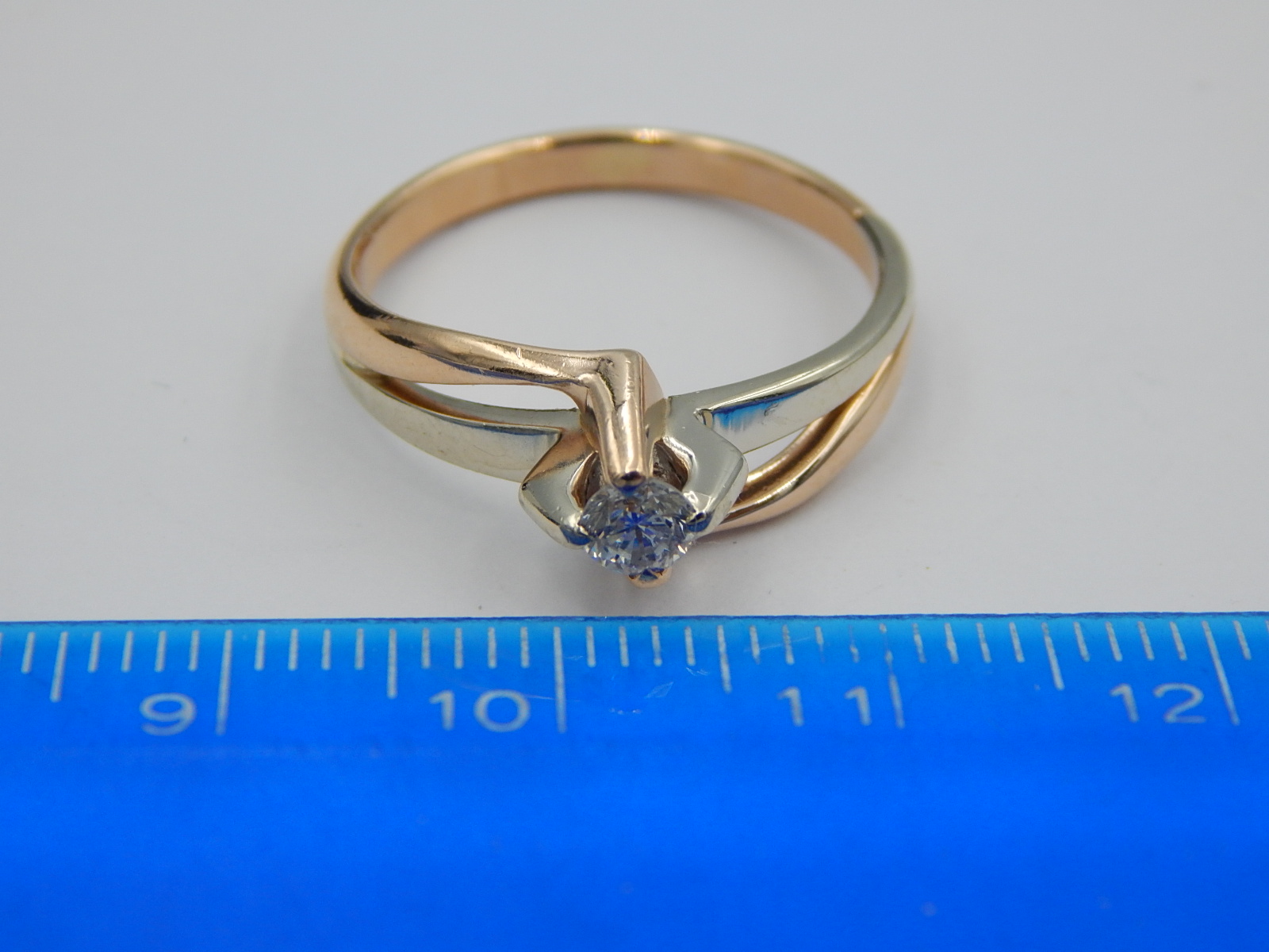 Кольцо из красного и белого золота с бриллиантом (-ми) (30724863) 2