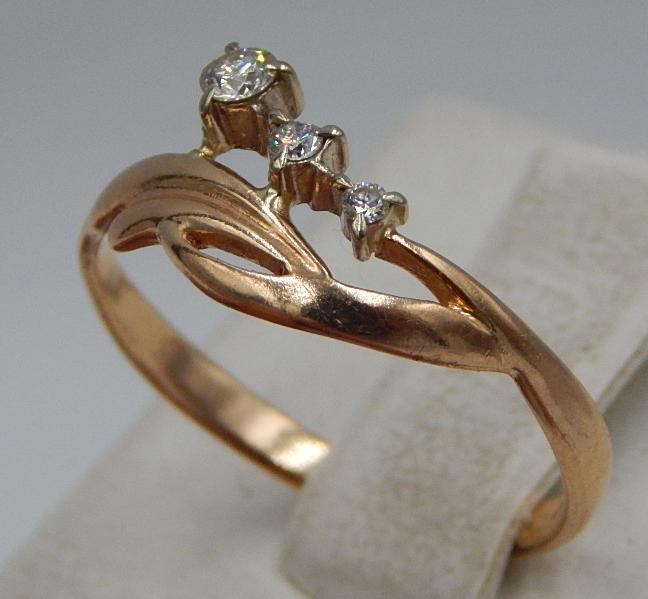 Кольцо из красного и белого золота с бриллиантом (-ми) (30712722) 1