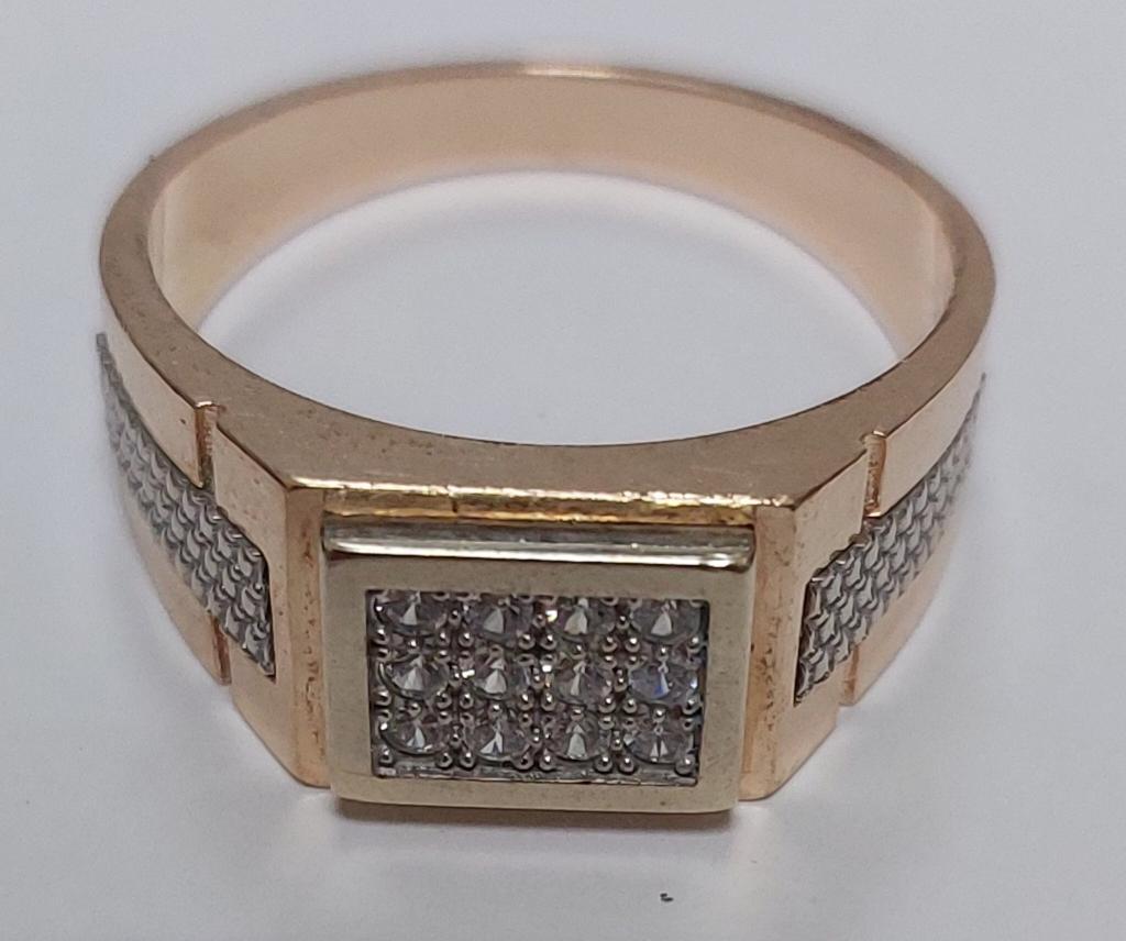 Перстень из красного и белого золота с цирконием (32956696)  4