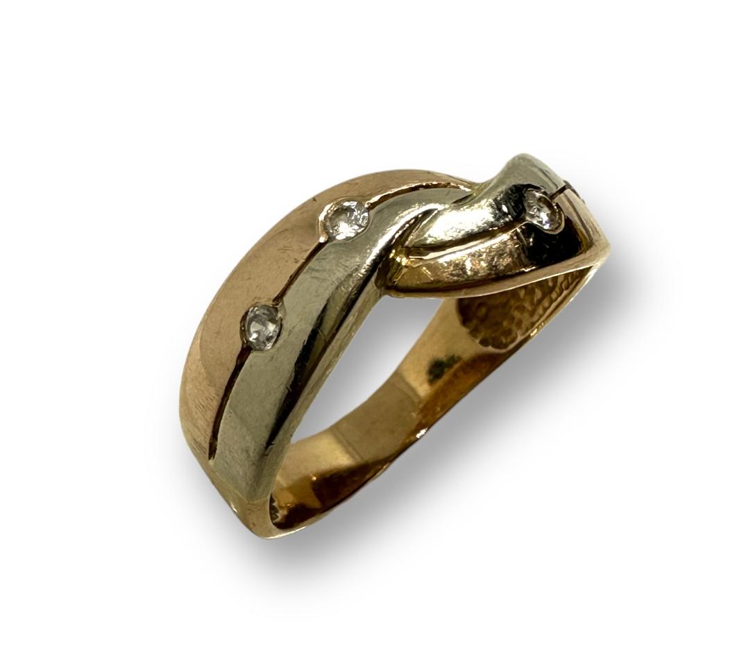 Кольцо из красного и белого золота с цирконием (29569397) 1