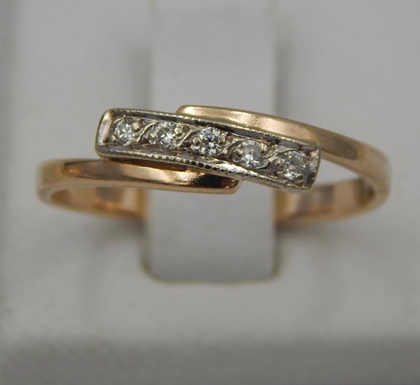 Кольцо из красного и белого золота с бриллиантом (-ми) (24468050) 1