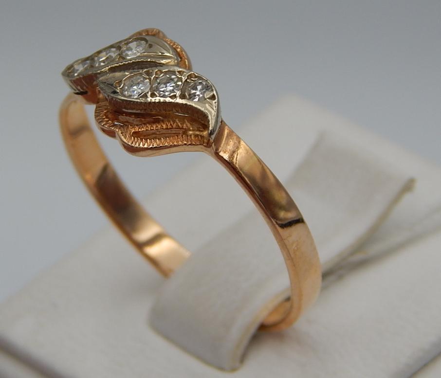 Кольцо из красного и белого золота с бриллиантом (-ми) (30666625) 2