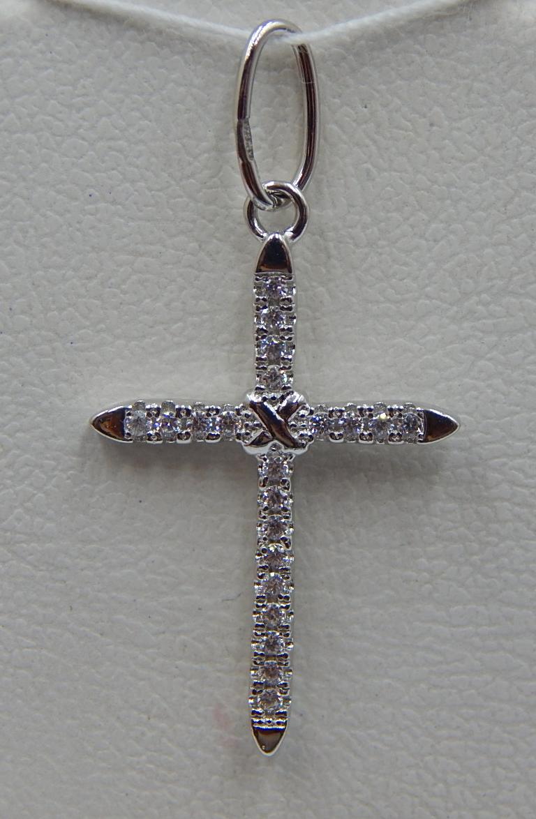 Срібний підвіс-хрест із цирконієм (30523385) 0