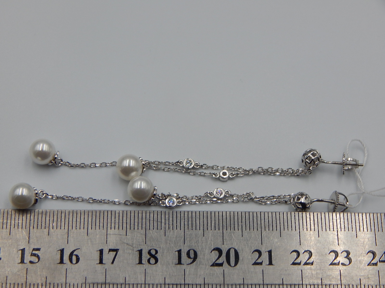 Срібні сережки з перлами та цирконієм (33185572) 4