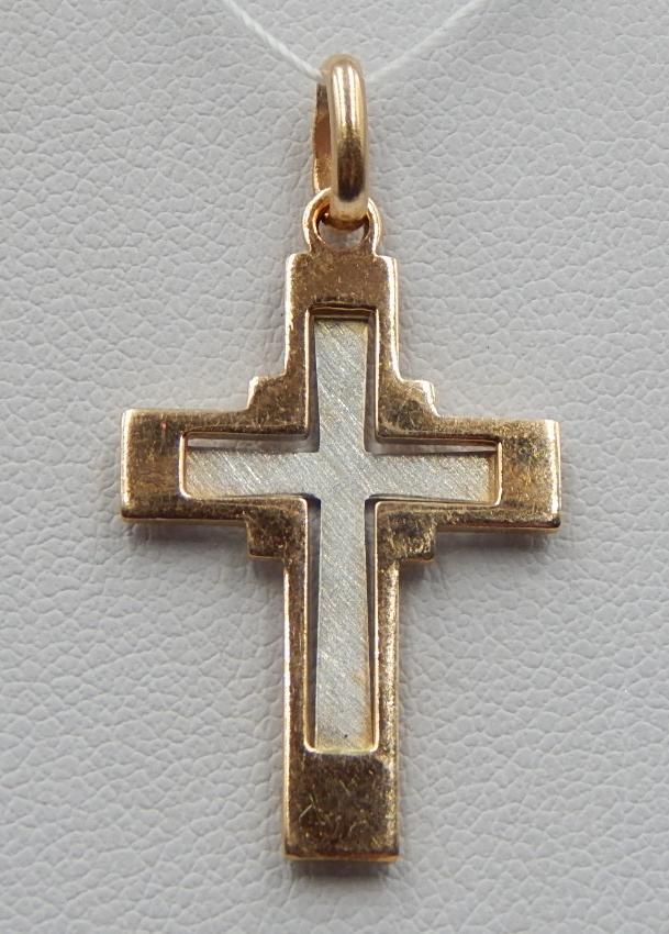 Подвес-крест из красного и белого золота (32603127) 0
