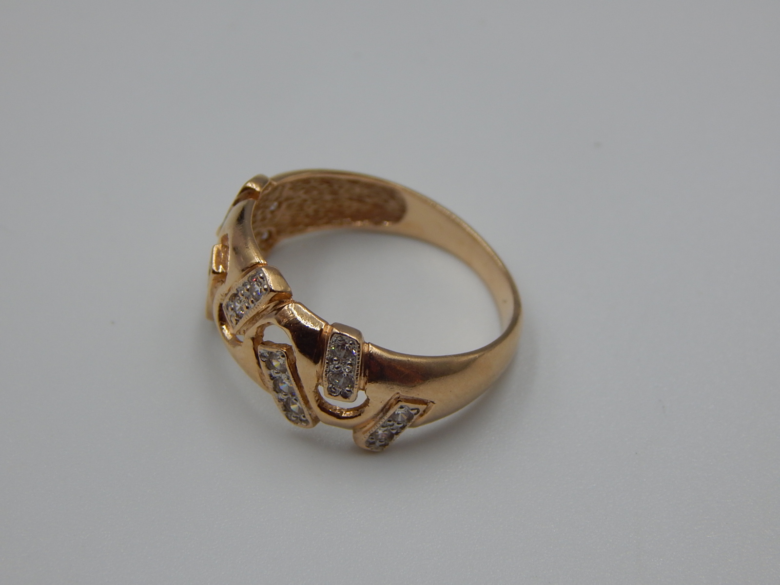 Кольцо из красного и белого золота с цирконием (31770334) 5