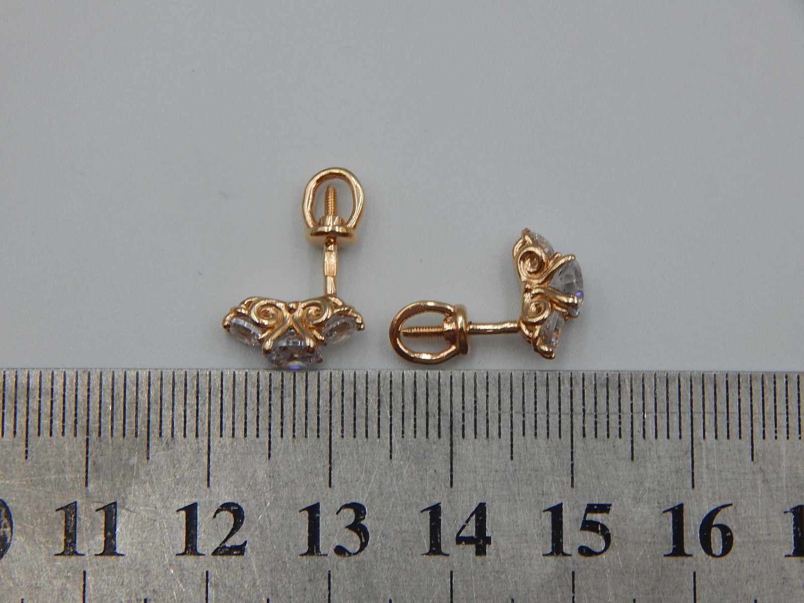 Сережки з червоного золота з цирконієм (33302033) 6