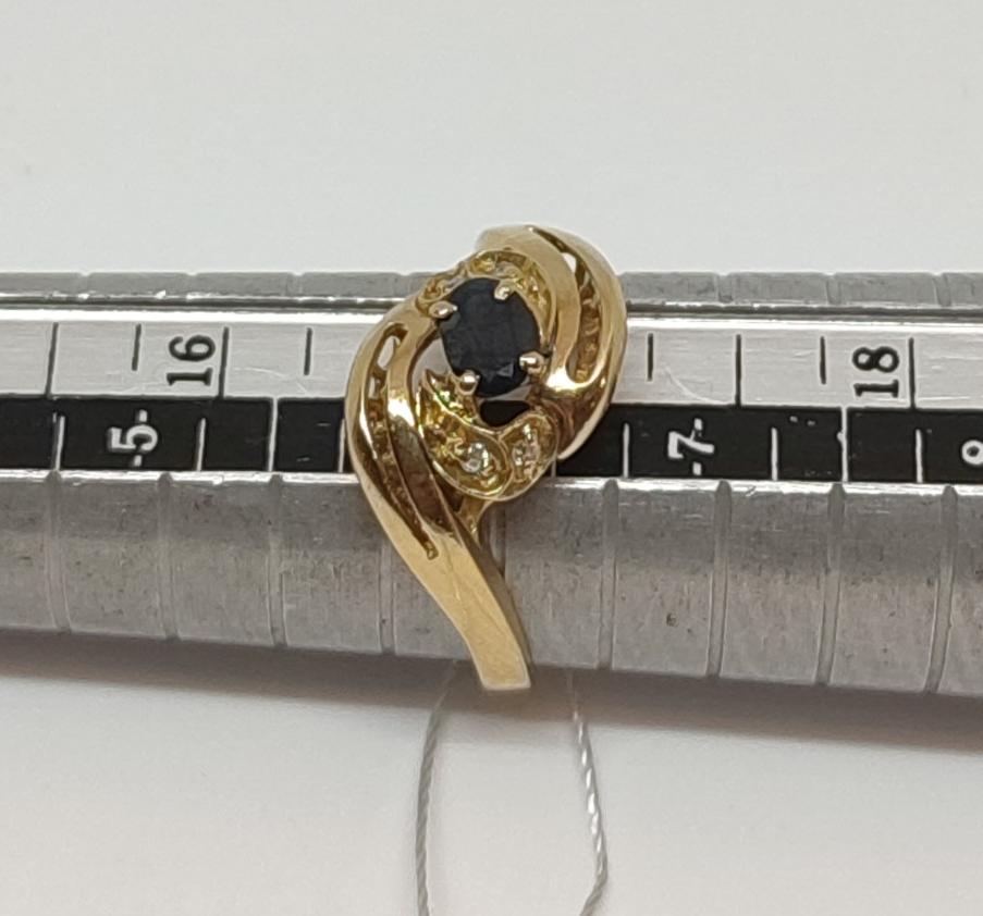 Каблучка з жовтого золота з сапфіром і діамантом (-ми) (28543362) 1