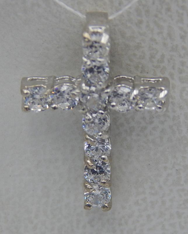 Срібний підвіс-хрест із цирконієм (28349192) 0