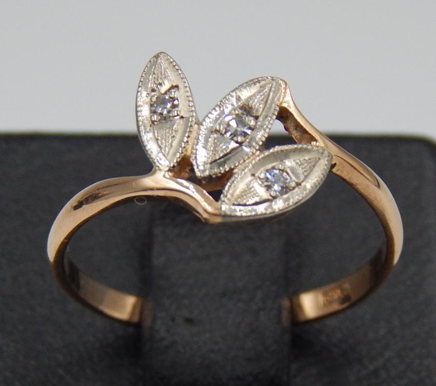 Кольцо из красного и белого золота с бриллиантом (-ми) (31646427) 0