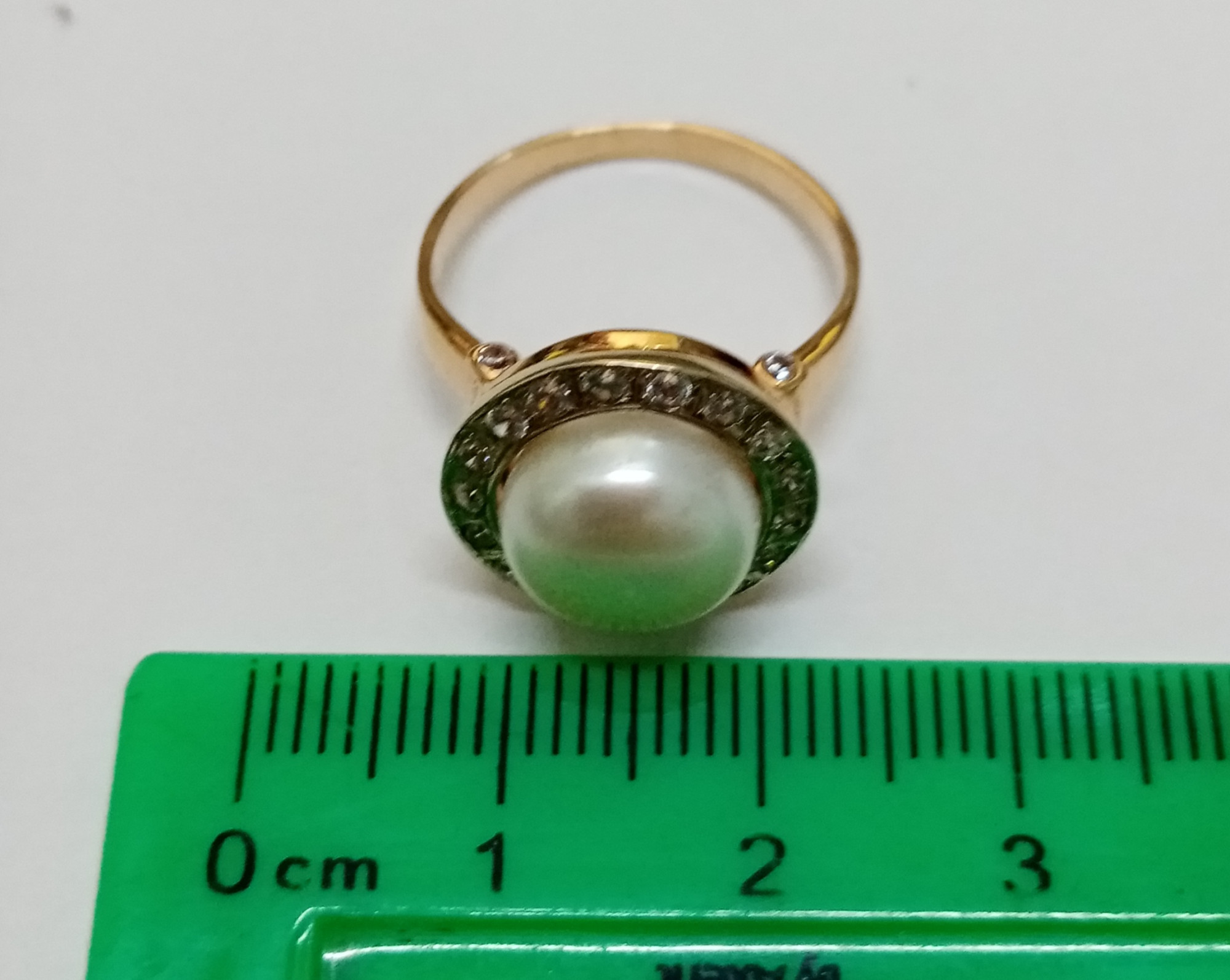 Кольцо из красного и белого золота с жемчугом и цирконием (32037159) 2