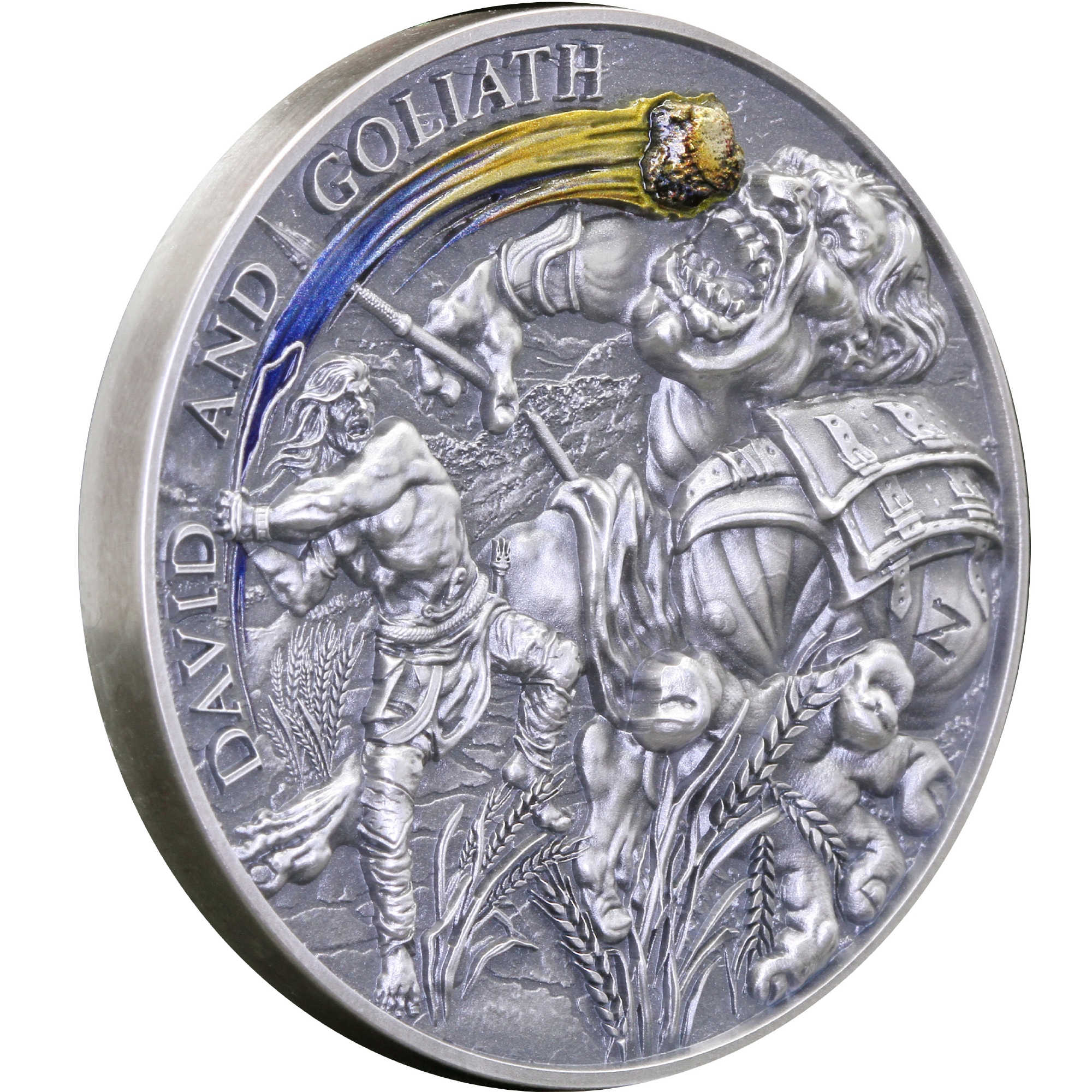Серебряная монета 2oz Давид и Голиаф 10 седи 2022 Гана (30648269) 16
