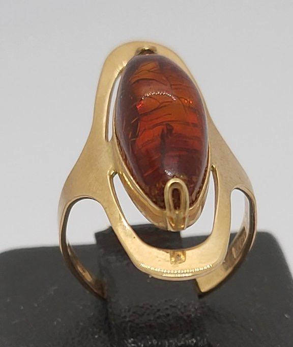 Кольцо из красного золота с янтарем (33904490)  0