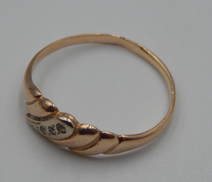 Кольцо из красного и белого золота с цирконием (32428502) 3