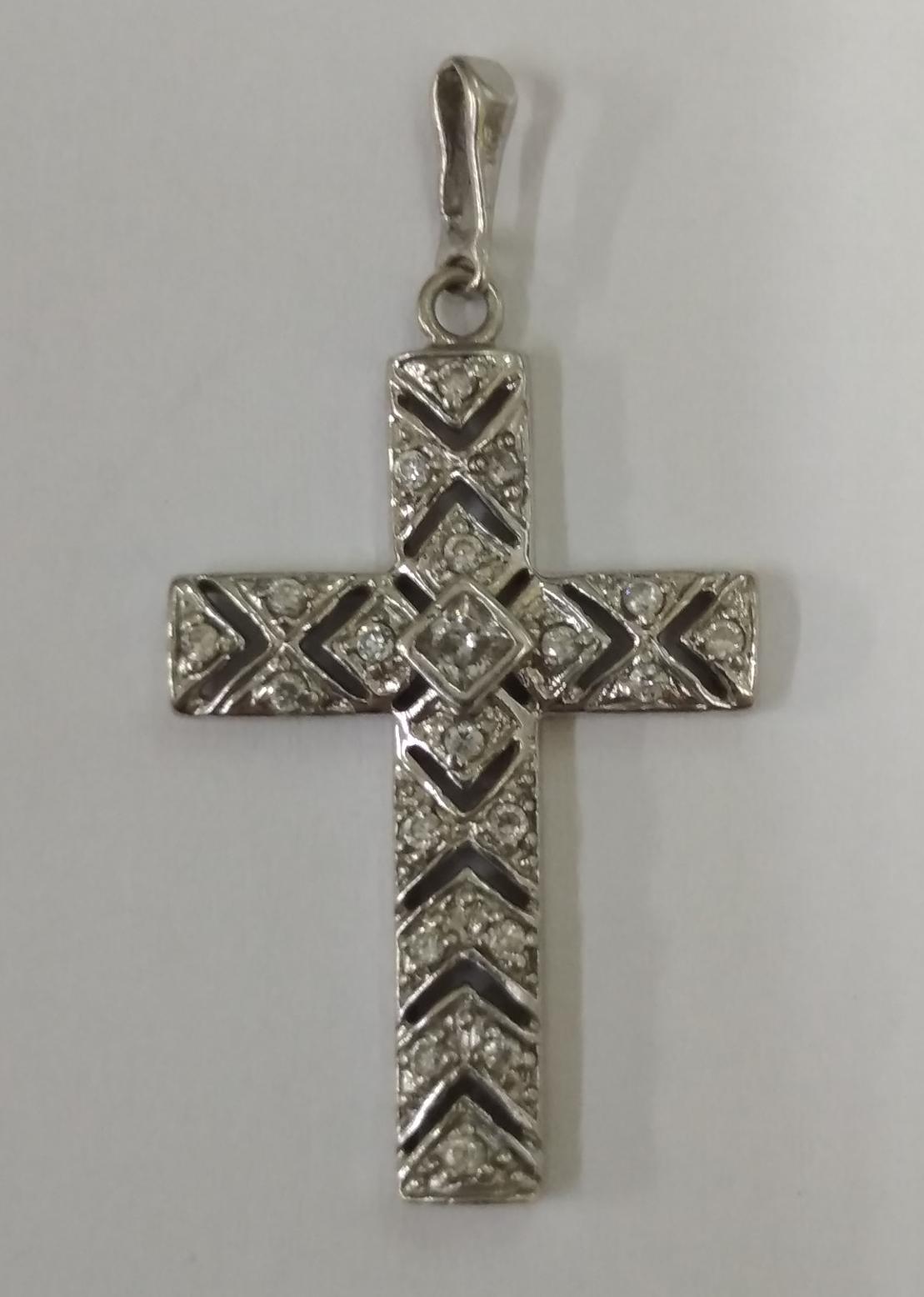 Серебряный подвес-крест с цирконием (32749713) 1