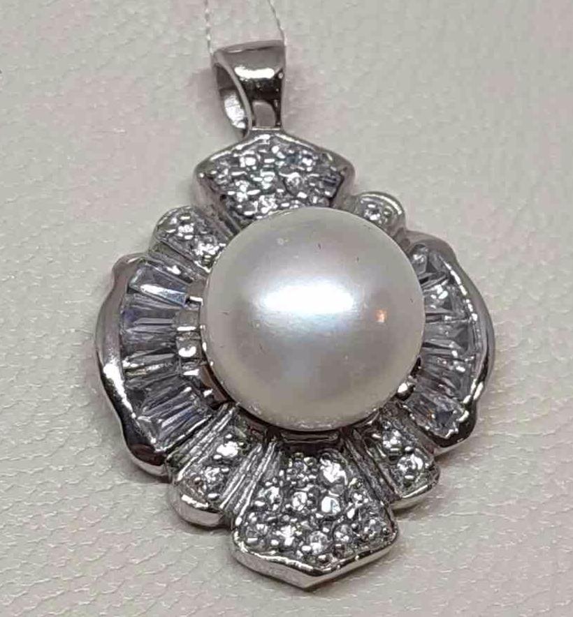 Срібний кулон з перлами та цирконієм (28840059) 0