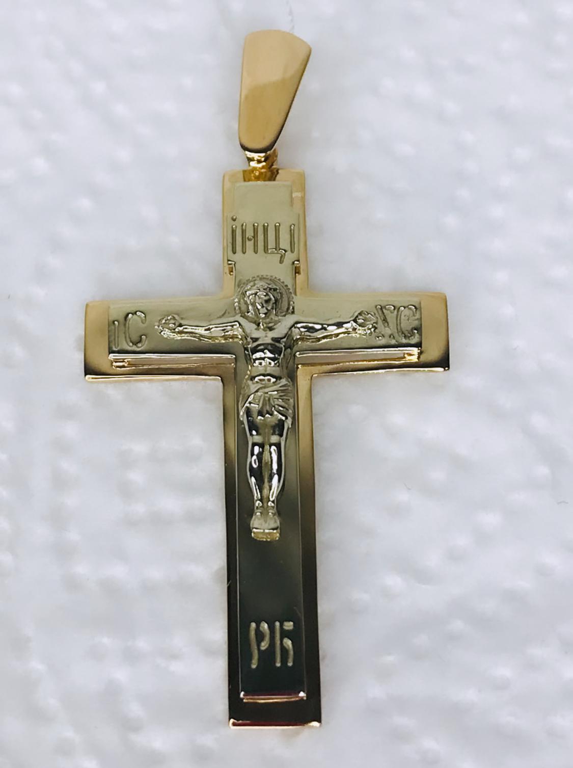 Підвіс-хрест з червоного та білого золота (32978513) 0