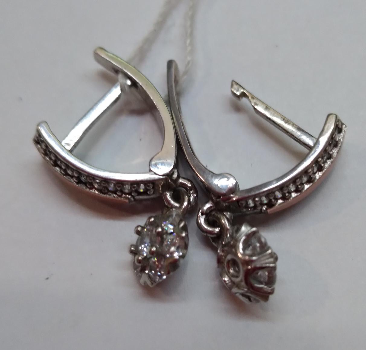 Серебряные серьги с позолотой и цирконием (30256931) 1