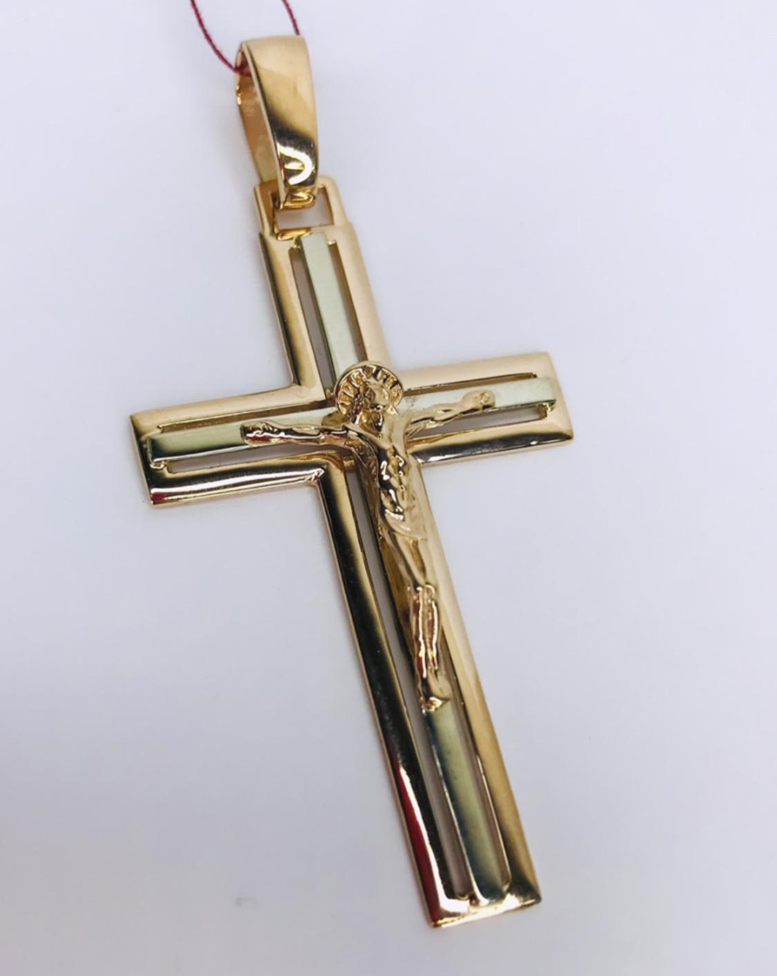 Підвіс-хрест з червоного та білого золота (31783921) 0
