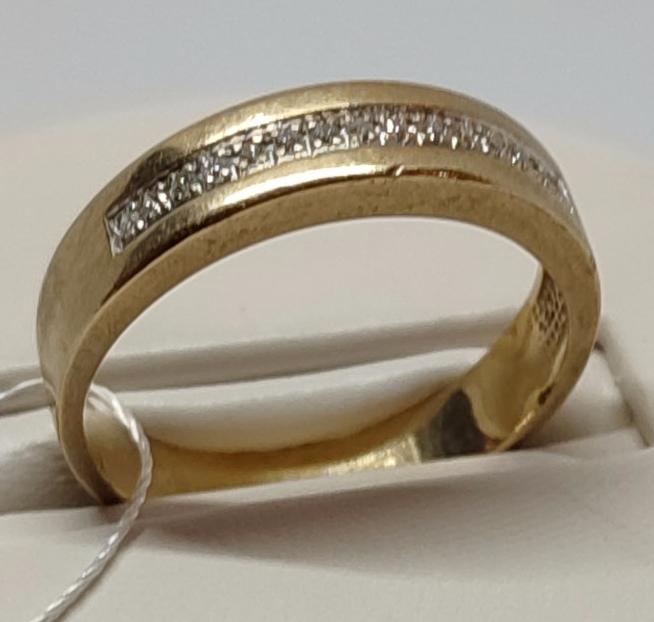 Каблучка з жовтого золота з діамантом (-ми) (28543359) 1