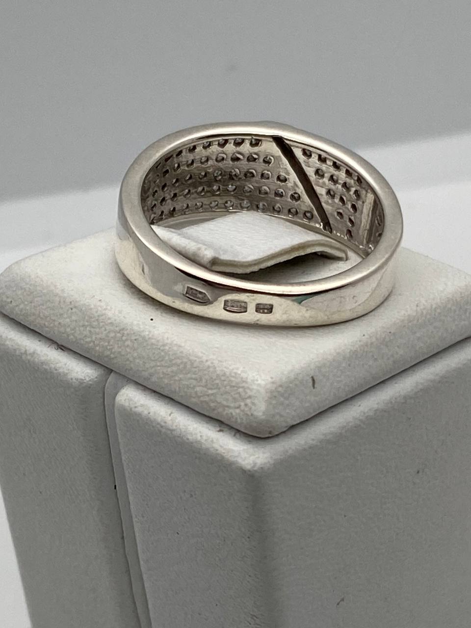 Серебряное кольцо с золотой вставкой и цирконием (30567826) 4