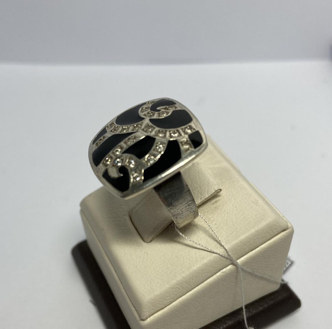 Серебряное кольцо с цирконием и эмалью (33746896) 1