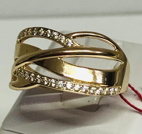 Кольцо из красного золота с цирконием (30899327) 2