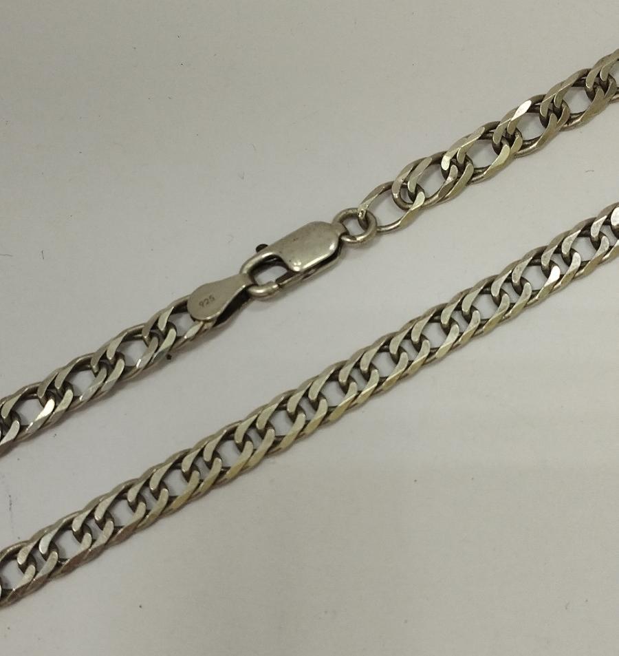 Серебряная цепь с плетением двойной Ромб (33752802) 0