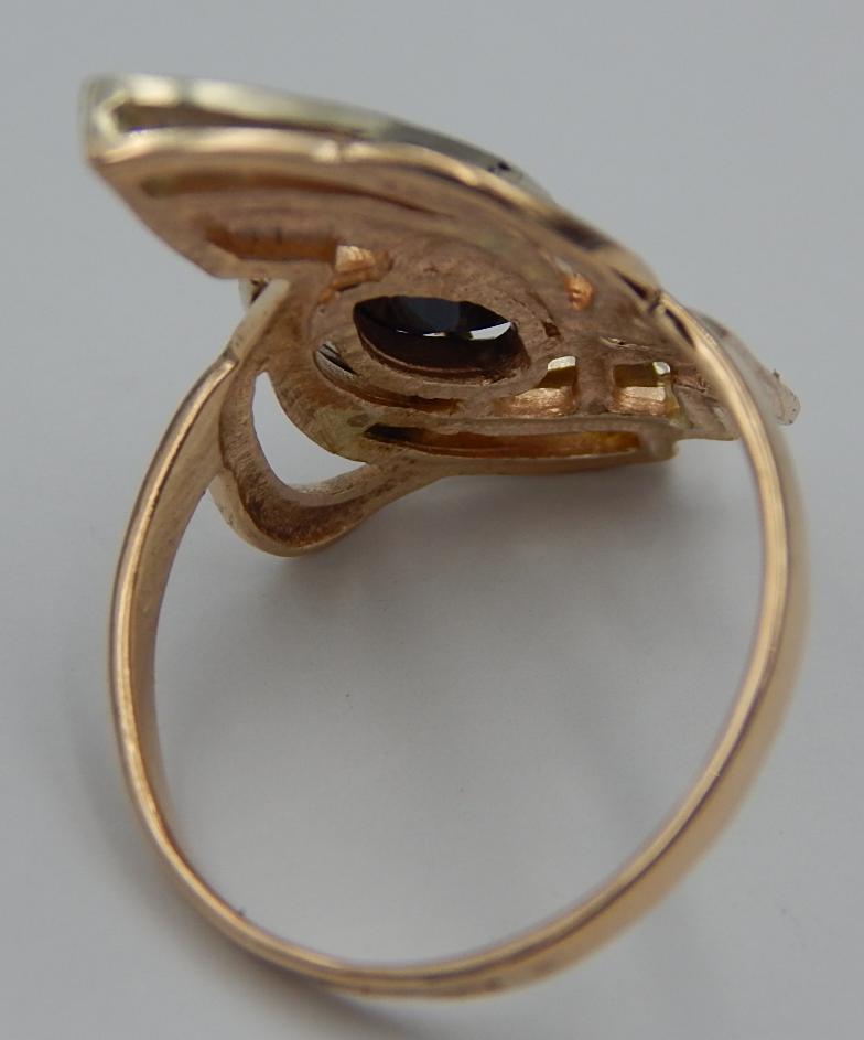 Кольцо из красного и белого золота с цирконием (28354376) 3