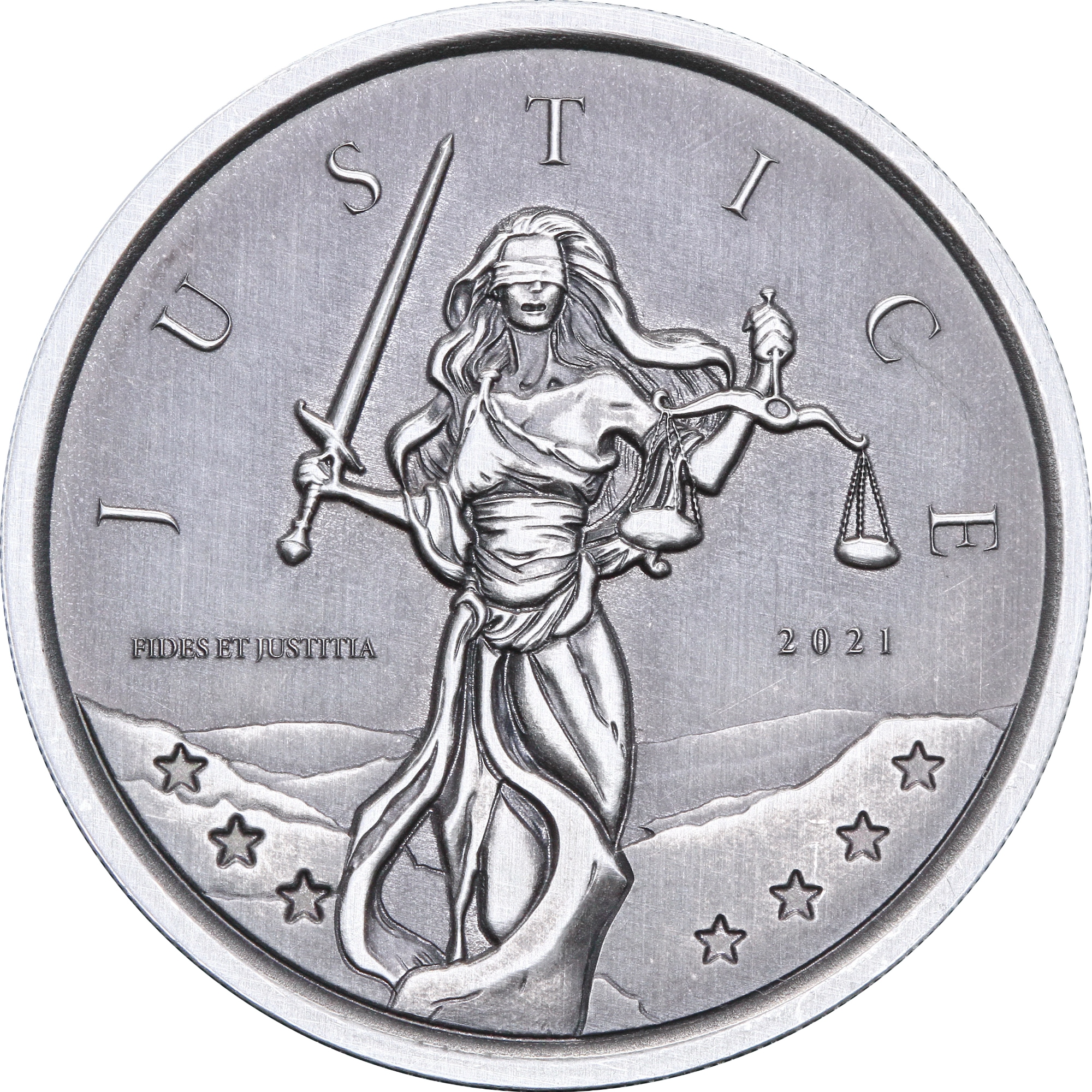 Серебряная монета 1oz Юстиция 1 фунт 2021 Гибралтар (29128216) 0